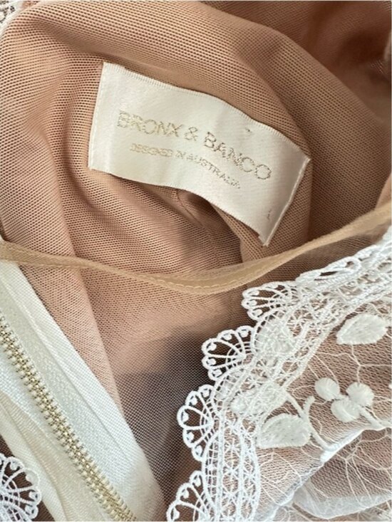 BRONX AND BANCO Megan Lace Long Sleeve Mini Dress | White | NWT - Picture 14 of 16